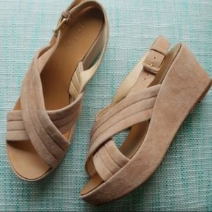 J. Crew Nude Suede Wedges